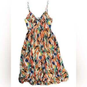 Hello Molly Abstract Print Midi Dress Size 6 NWT Flowy Strappy